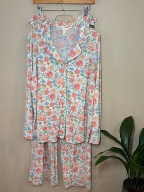Matilda Jane Pastel Floral Button-Up PJ Set in Coral, Mint & Blue